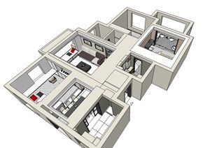 家装住宅室内空间su(草图大师)模型